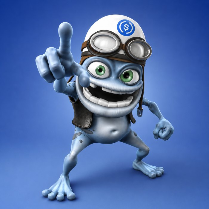 Crazy Frog pointing up, USDC cap on